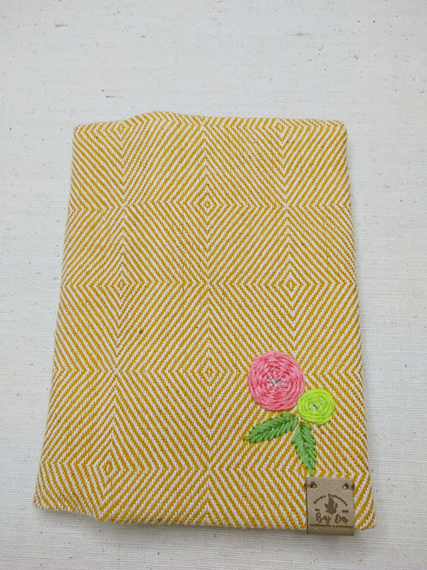 100% Cotton Book Cover with Beautiful Embroidery Flowers (Design2 )