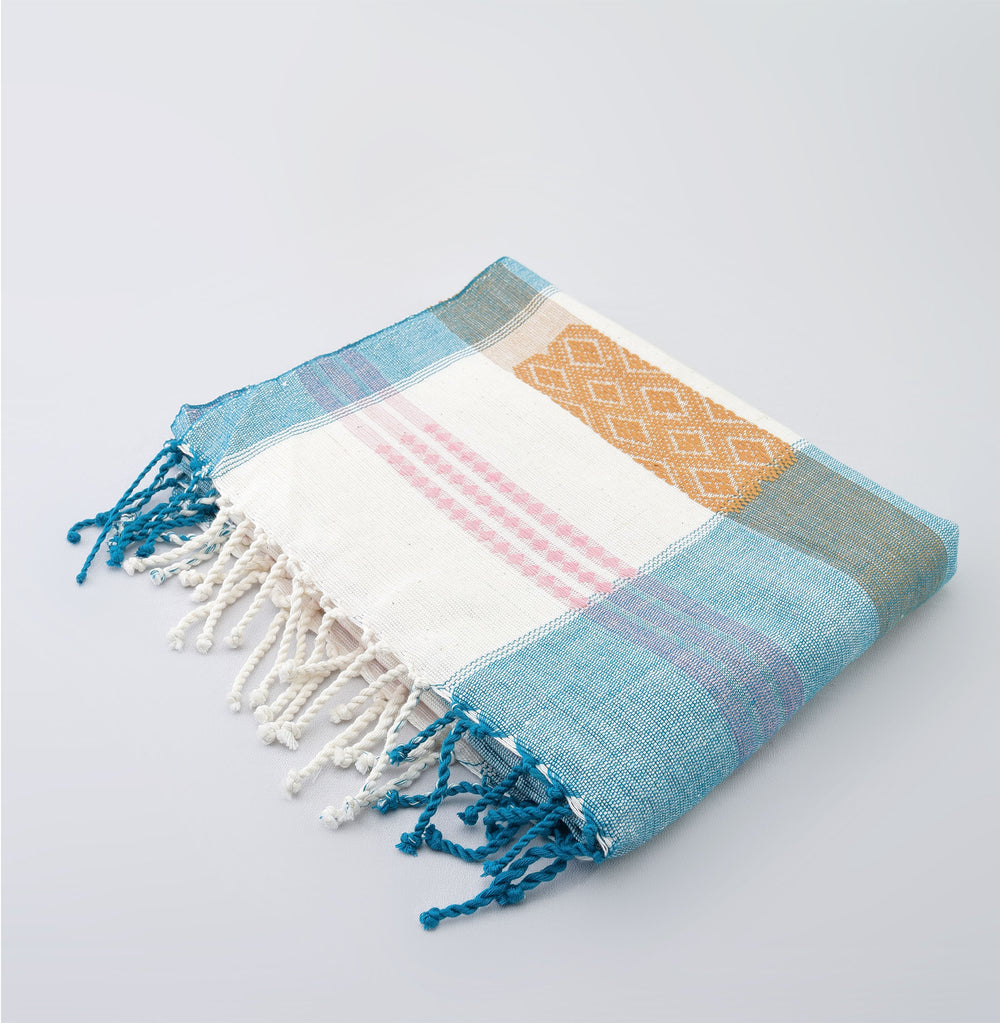 Organic Dyed Handwoven Cotton Table Runner in Chin Design