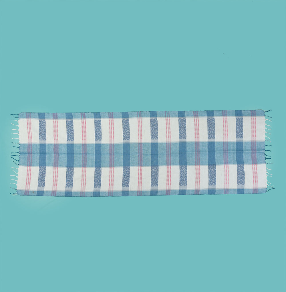 Organic Dyed Handwoven Cotton Table Runner in Chin Design