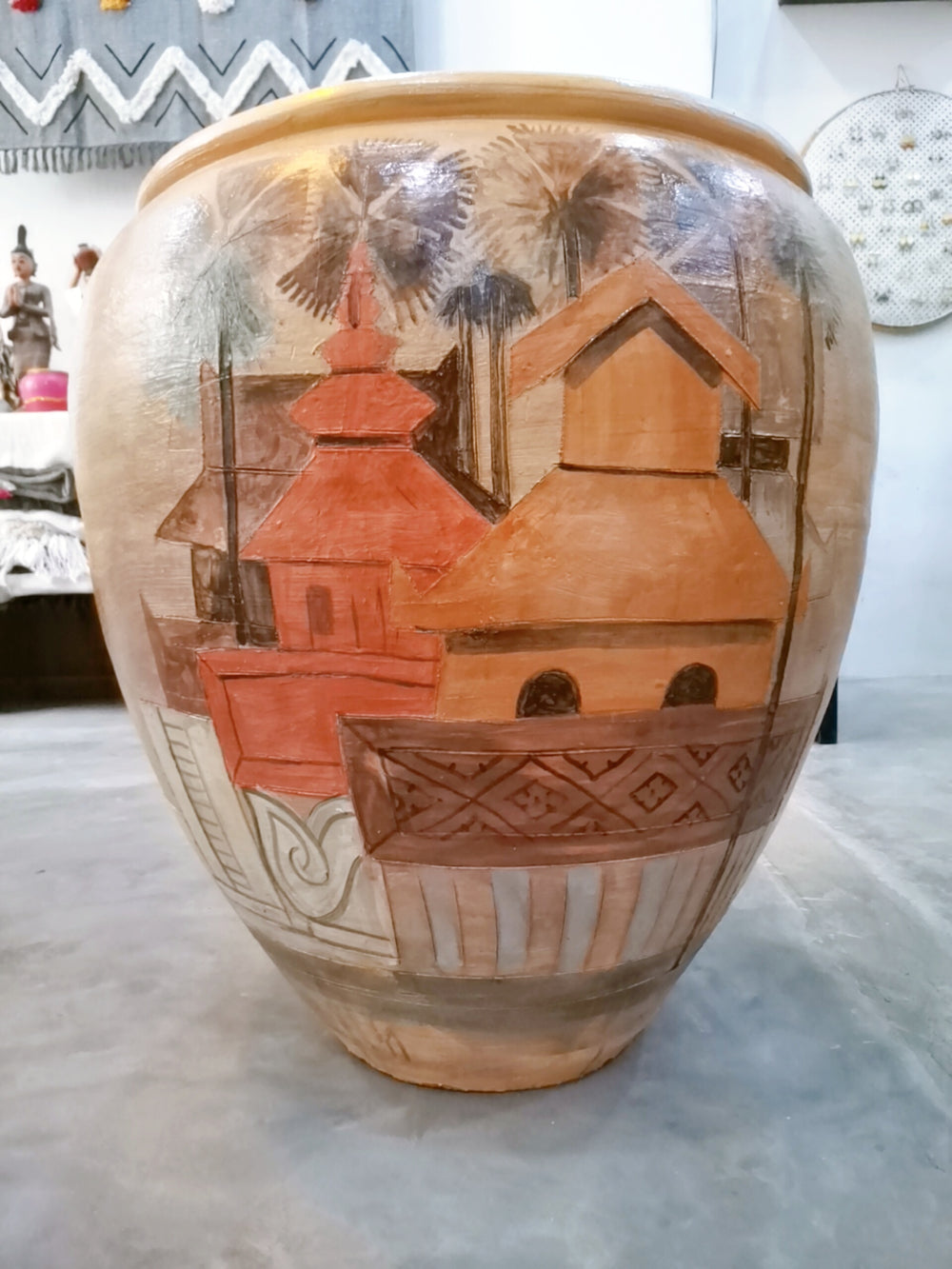 Hand Painted Pot with Htan Taw Design 2
