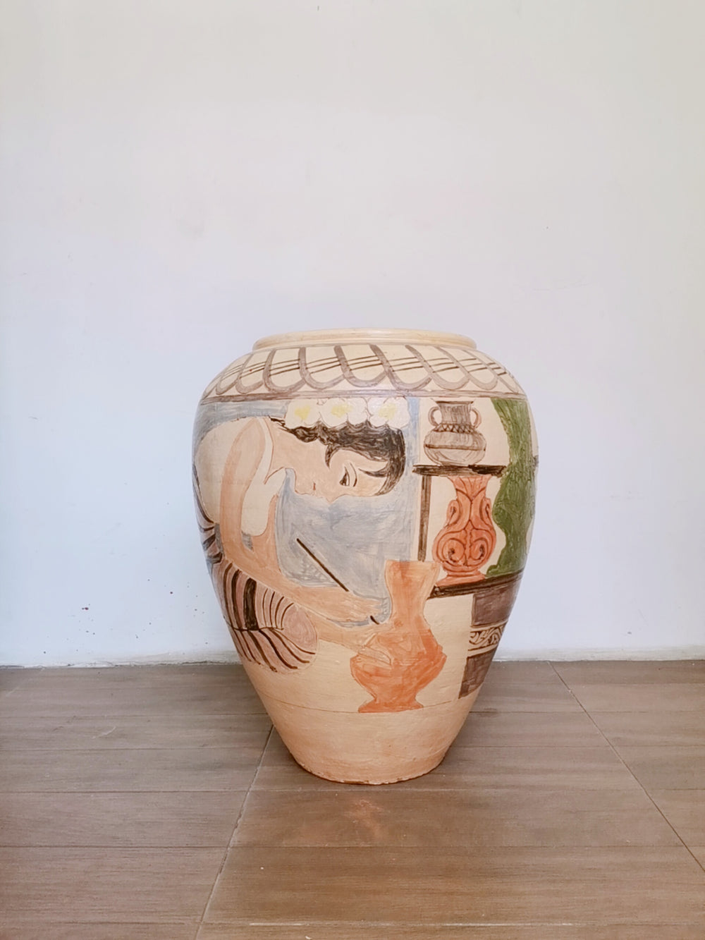 Hand Painted Pot with Lady Design