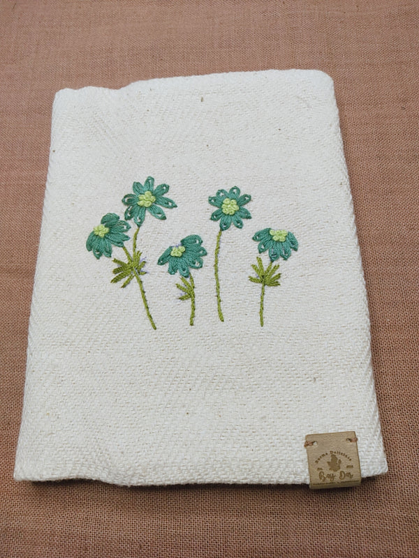 100% Cotton Book Cover with Beautiful Embroidery Flowers (Design 3)