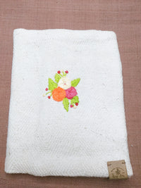 100% Cotton Book Cover with Beautiful Embroidery Flowers (Design 3)