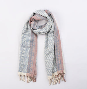 Natural Dyed Handwoven Table Runner in Royal Jasmine Pattern