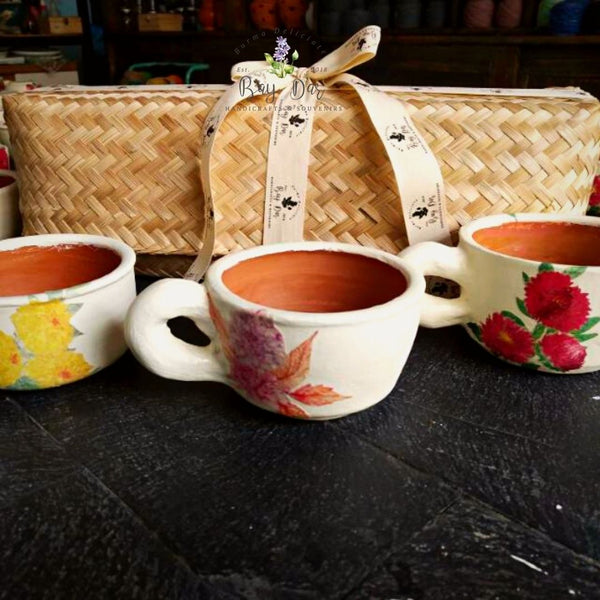 Hand Painted  Mini Pot (Lighten Cup) with Decoupage Floral Design