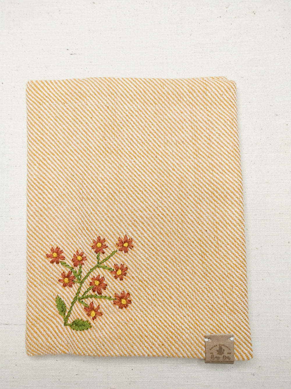 100% Cotton Book Cover with Beautiful Embroidery Flowers (Design 1)