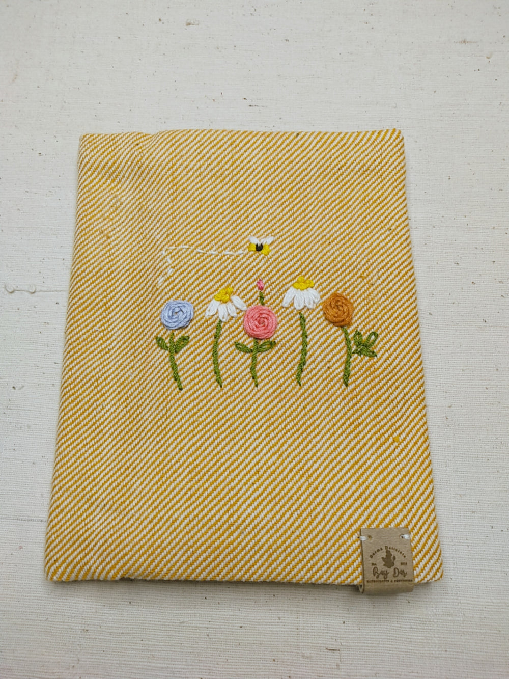 100% Cotton Book Cover with Beautiful Embroidery Flowers (Design 3)