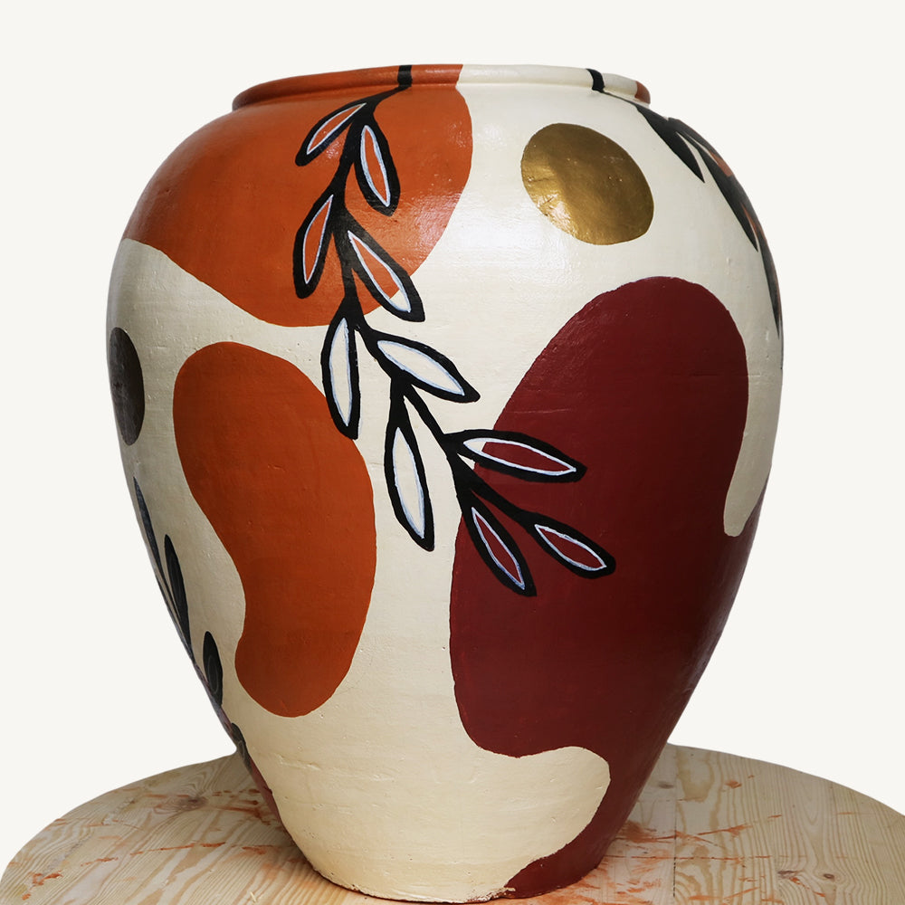 Hand Painted Pot with Floral Design