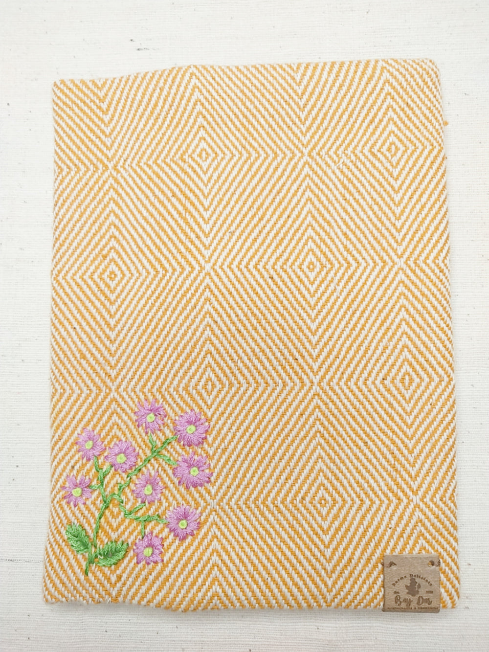 100% Cotton Book Cover with Beautiful Embroidery Flowers (Design 1)