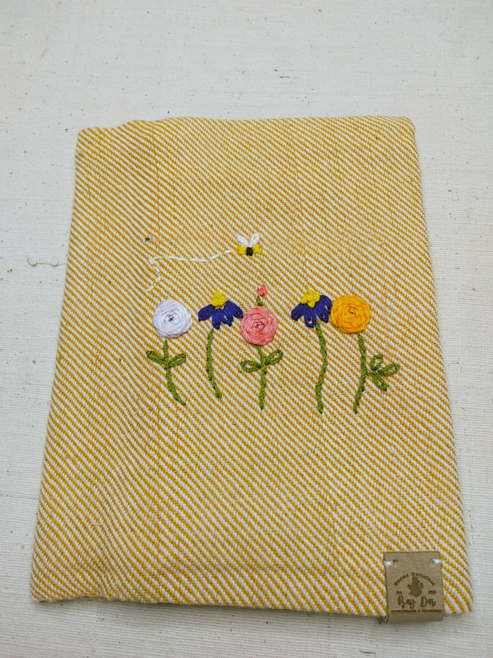 100% Cotton Book Cover with Beautiful Embroidery Flowers (Design 3)