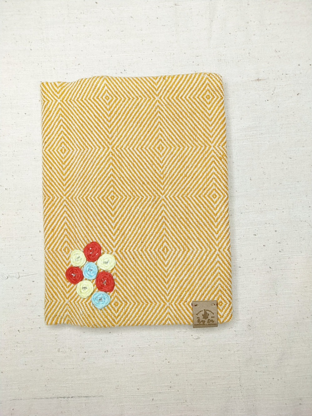 100% Cotton Book Cover with Beautiful Embroidery Flowers (Design 1)