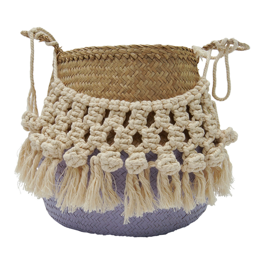Seagrass Belly Basket with Macrame
