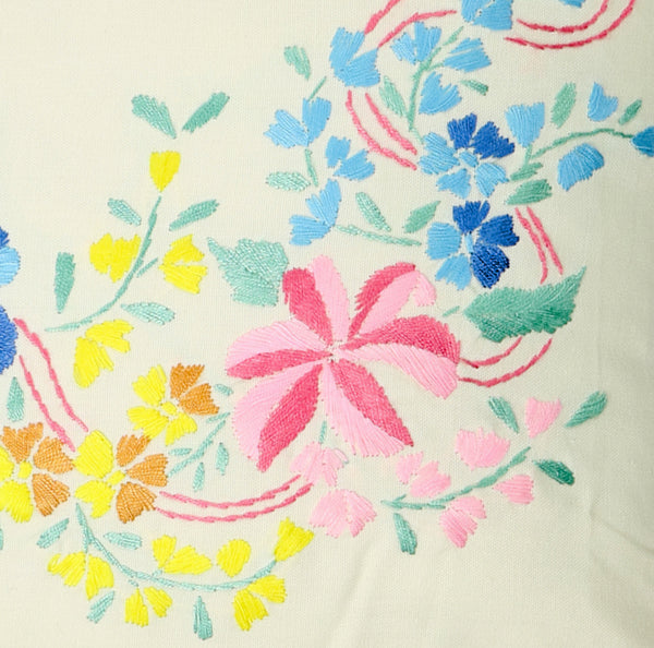 Hand Embroidery Cushion Cover with Floral Pattern