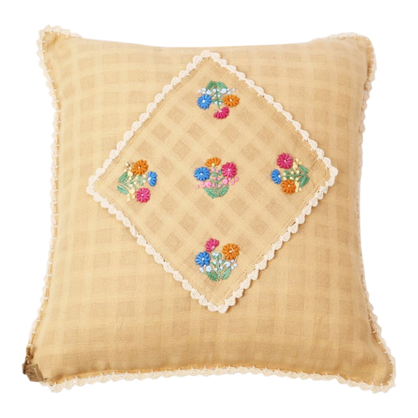 Hand Embroidery Cushion Cover with Floral Pattern