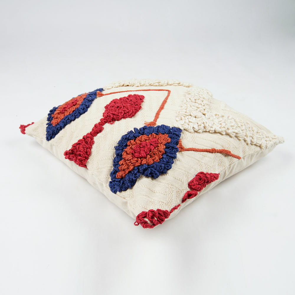 Punch Needle Embroidered  Cushion Cover with Diamond Pattern