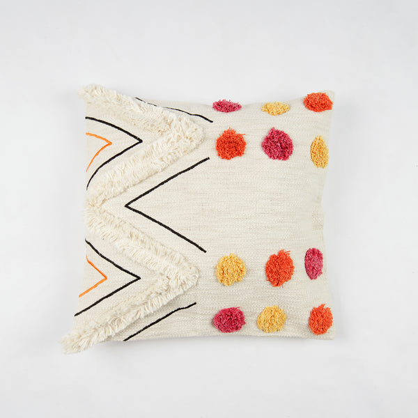 Hand Weaved Cotton Cushion Cover with Geometric Pattern