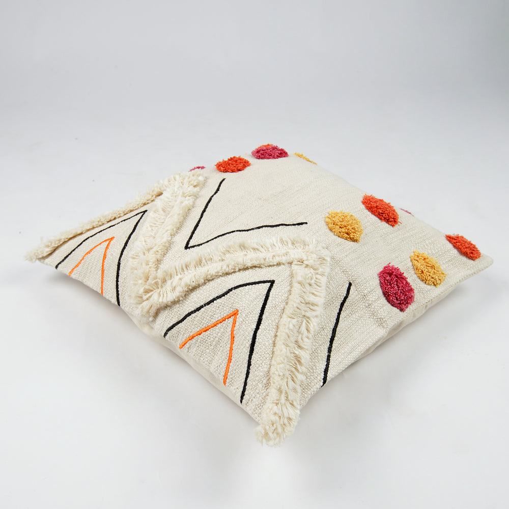 Hand Weaved Cotton Cushion Cover with Geometric Pattern