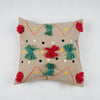 Upcycled  Hand Weaved  Cushion Cover with Pom Pom