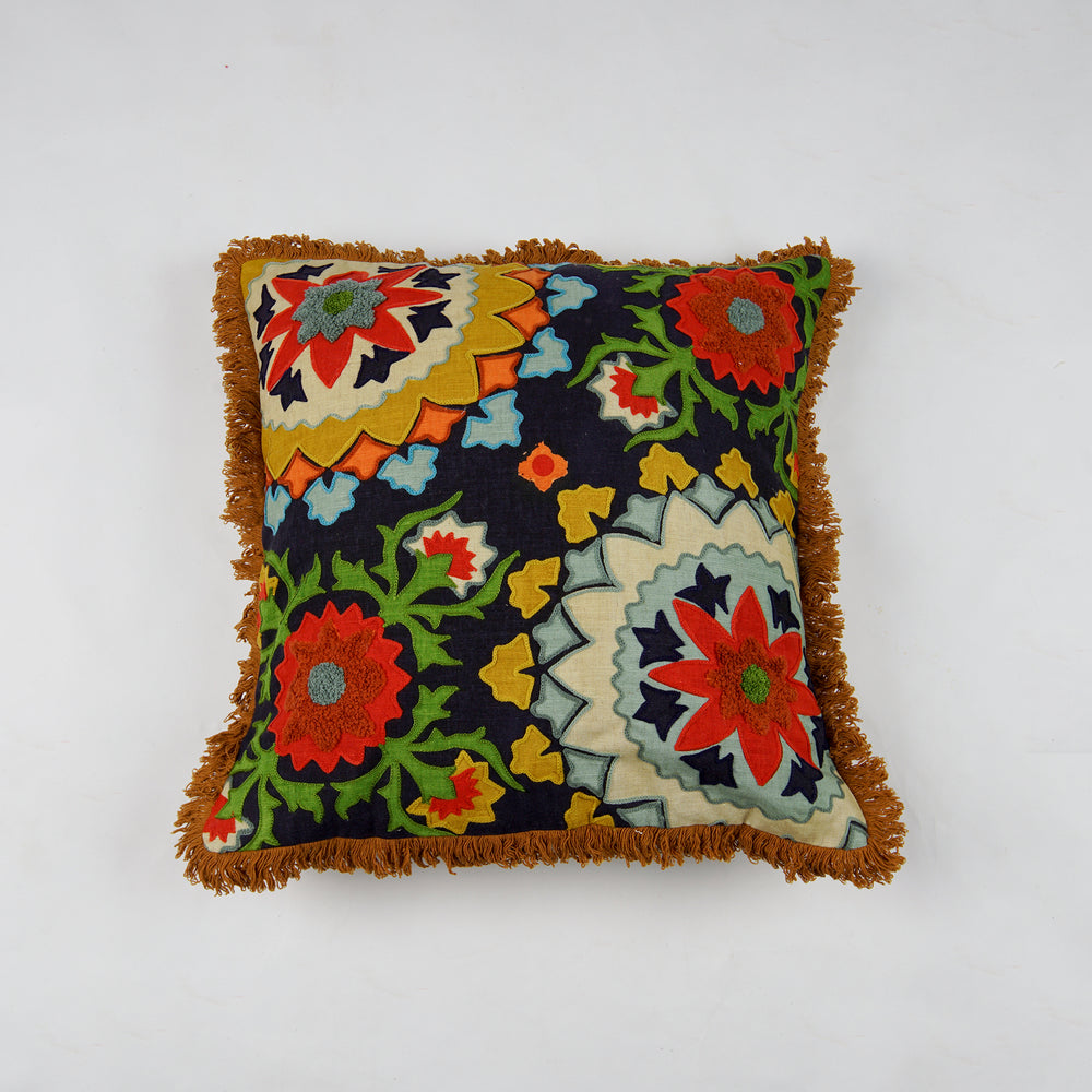Embroidery Cushion Cover with Flower Forest Pattern