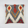 Punch Needle Embroidered Cushion Cover with Grey Diamond Pattern