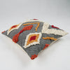 Punch Needle Embroidered Cushion Cover with Grey Diamond Pattern