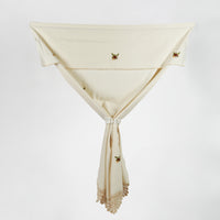 Hand-Embroidered Cotton Curtains with Crochet Lace Trim