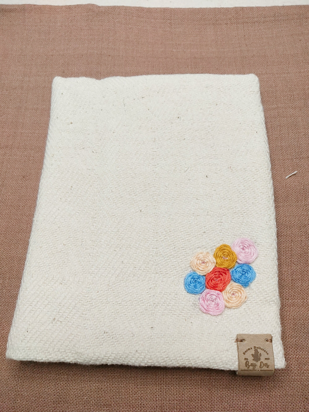 100% Cotton Book Cover with Beautiful Embroidery Flowers (Design2 )