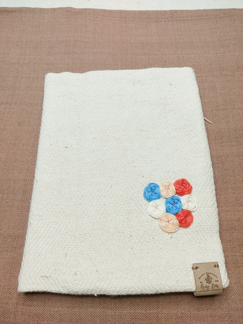 100% Cotton Book Cover with Beautiful Embroidery Flowers (Design2 )