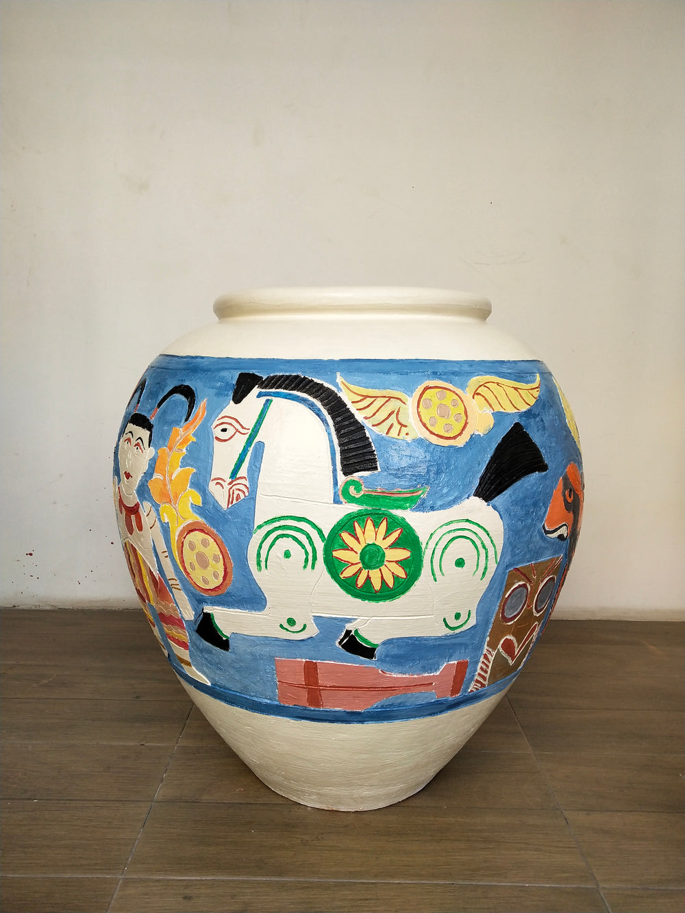 Hand Painted Pot  with Myanmar  Traditional Toys (WIP)  Design