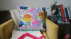 Punch Needle Embroidered Cushion Cover with Floral Pattern