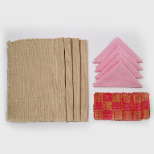 Handwoven Cotton Placemat Set in Brown (4 Sets)
