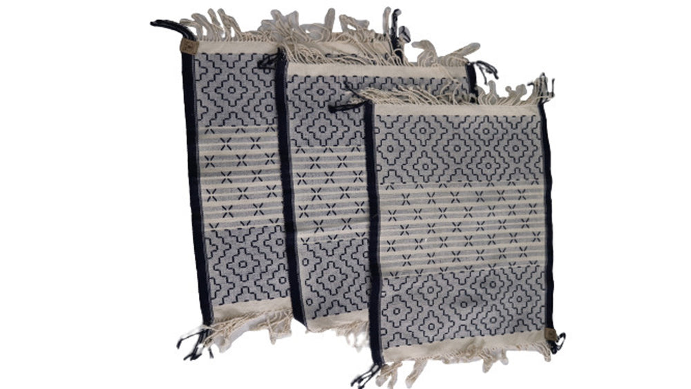 Handwoven Cotton Placemat with Rakhine Pattern  (9 Sets)