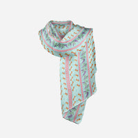 Hand-Painted Royal Acheik Art in Printed Silk Shawl