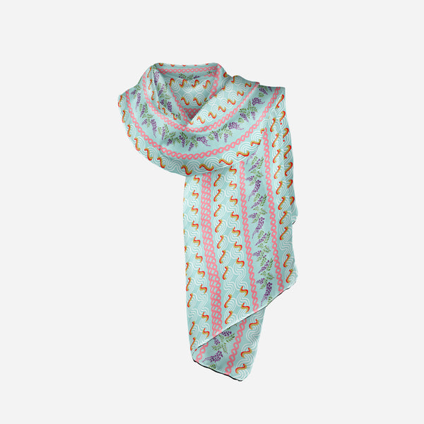 Hand-Painted Royal Acheik Art in Printed Silk Shawl