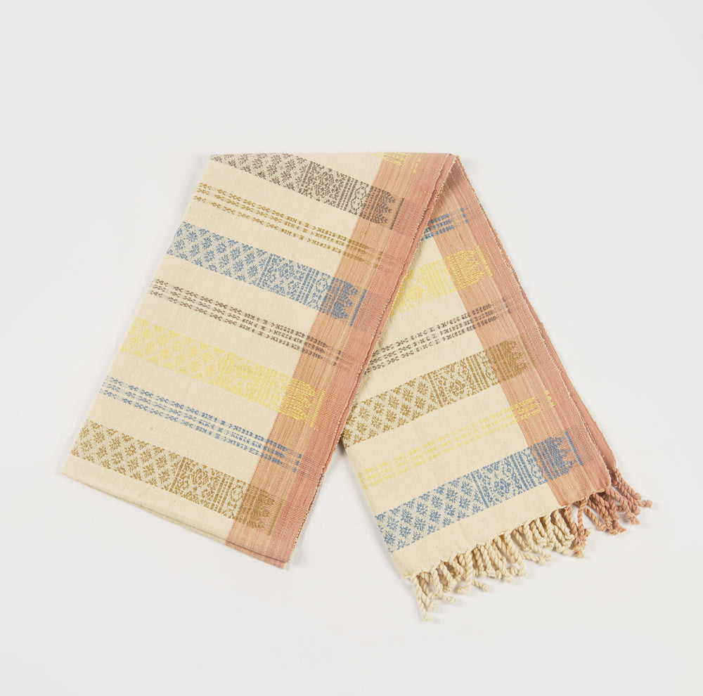 Natural Dyed Handwoven Table Runner in Royal Jasmine Pattern