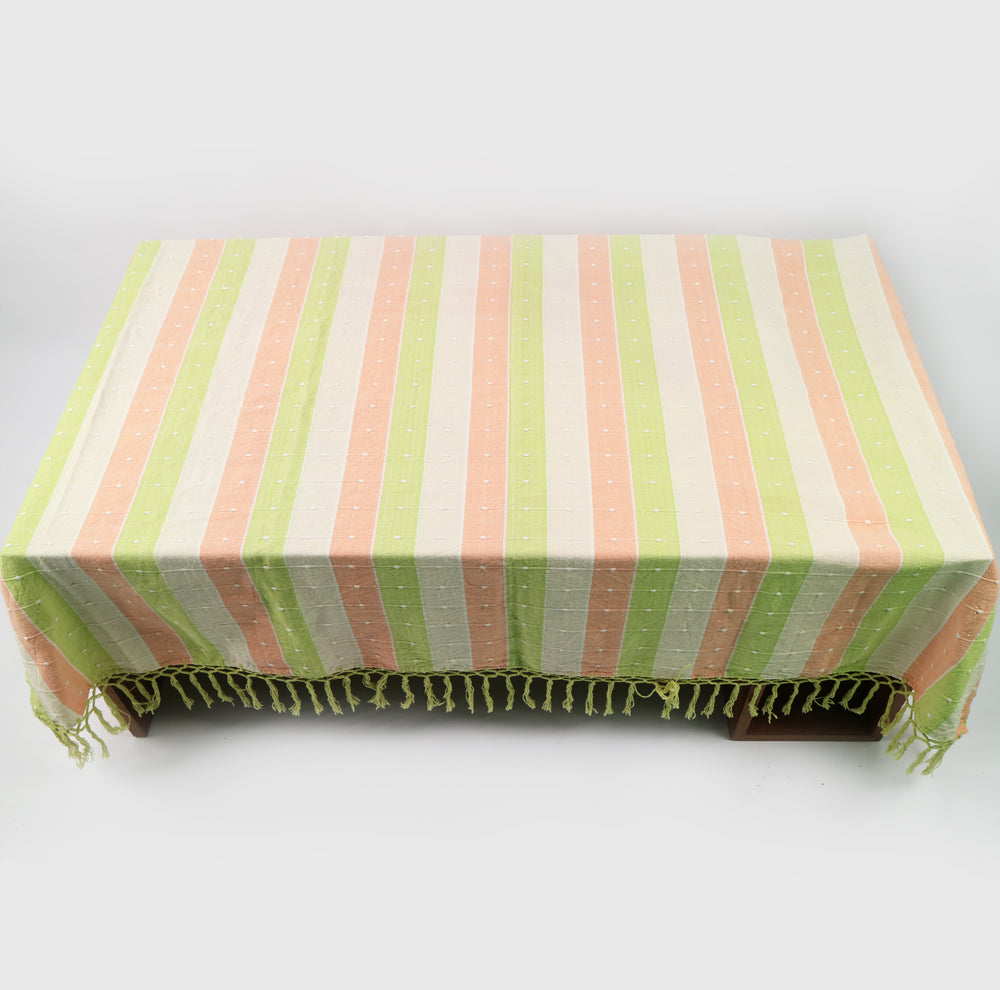 Handwoven Cotton Table Mat with Fringed Edges