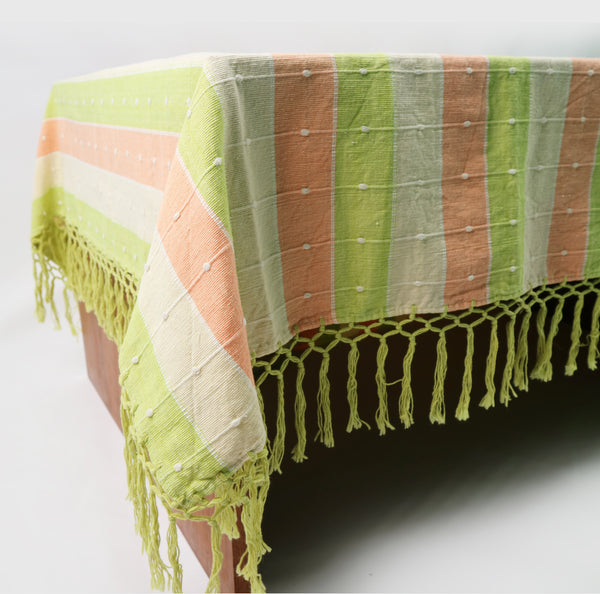 Handwoven Cotton Table Mat with Fringed Edges