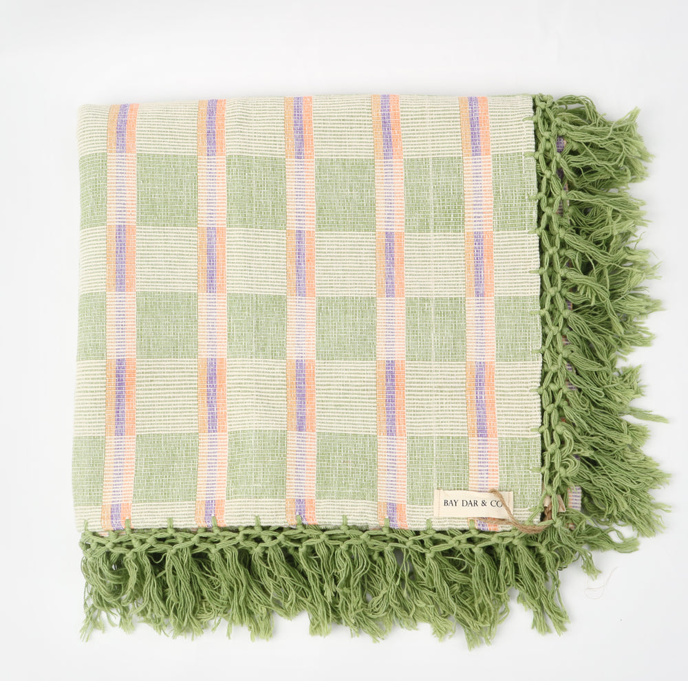 Handwoven Cotton Table Mat with Fringed Edges
