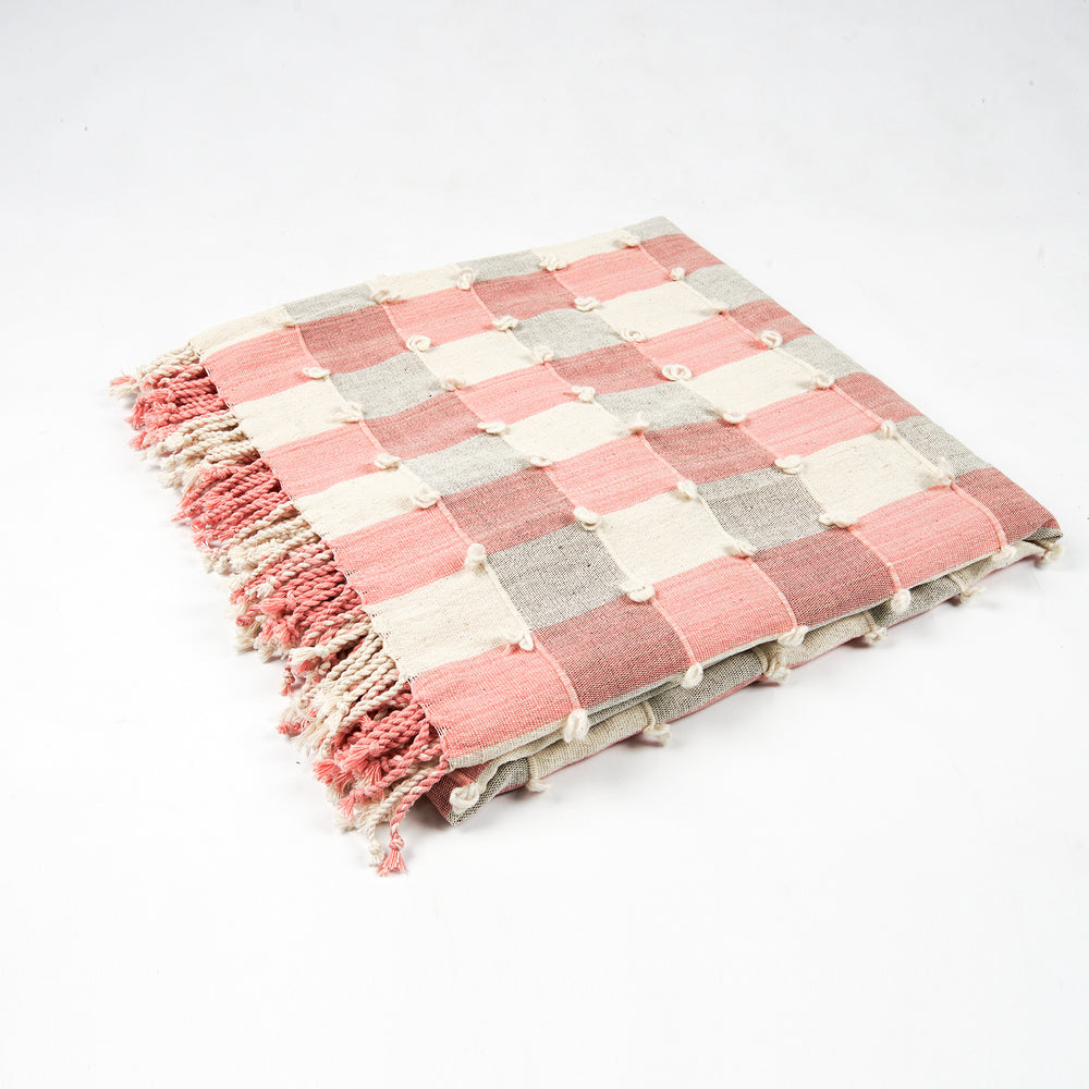 Handwoven Coral Mist Throw