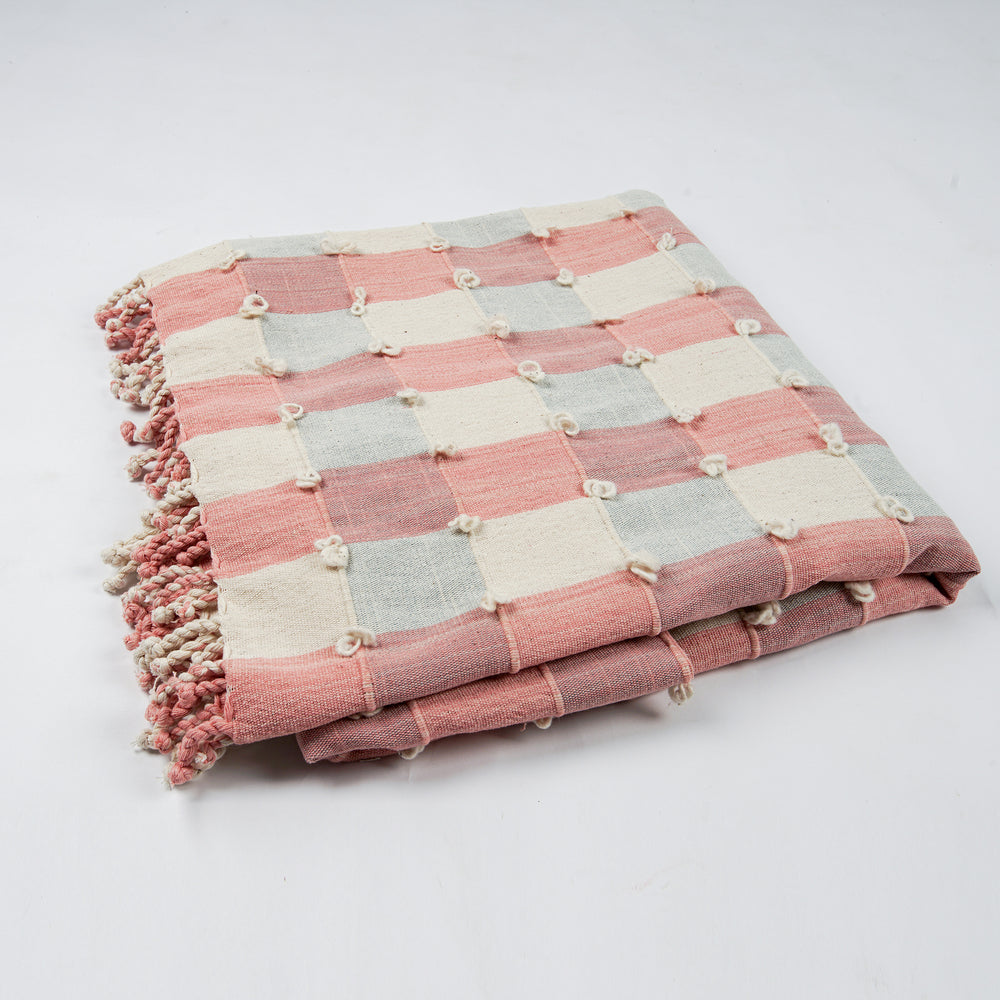 Handwoven Coral Mist Throw