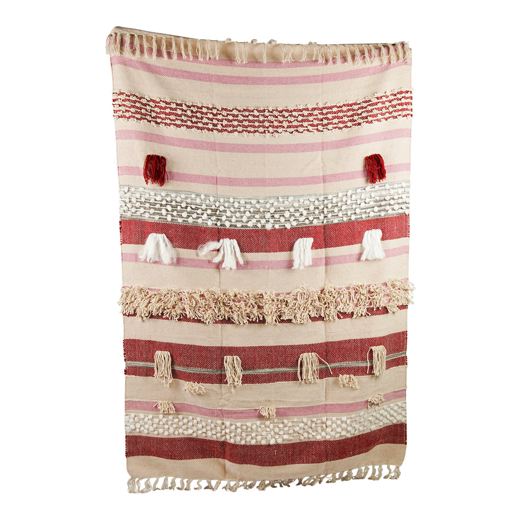 Handwoven Modern Pattern Wool Throw – Red Brown – baydar.co
