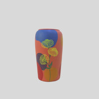 Hand painted Flower Pot(Tall) with Painted  Flower Design (Yellow Floral)