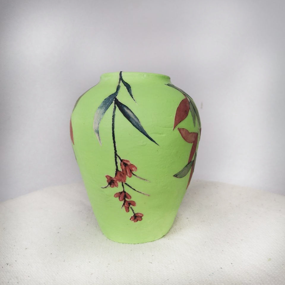 Hand painted Pen Holder Pot with Decoupage Floral Design