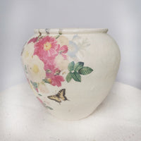 Hand Painted Pot with Decoupage Floral Design