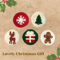 Handmade Punch Needle Coasters with Christmas Theme
